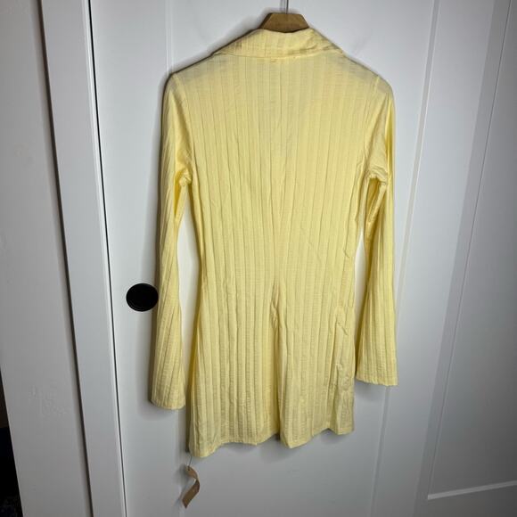 NWT Reformation Benton Buttercream Yellow Button Down Rib Knit Dress Small - Picture 7 of 7